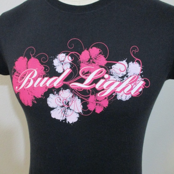 Vintage 2007 Bud Light Budlight Official Hawaiian Flowers Women's T-Shirt Sz M - Picture 1 of 7